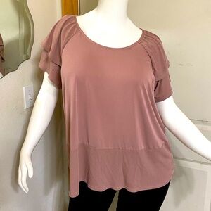 🔥 4 for $20 🔥 Soft Surroundings dusty rose/mauve tee with double ruffled sleeve